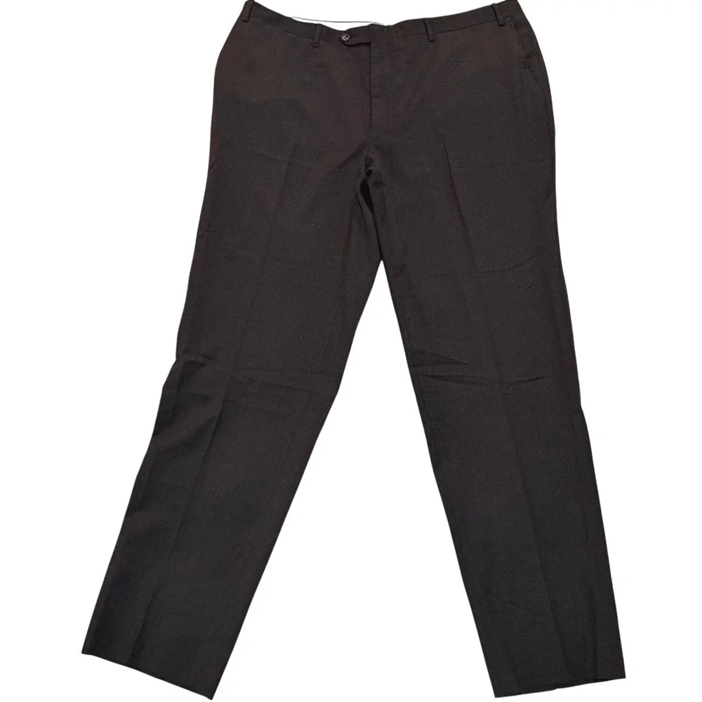 Canali Dress Pants Mens 40 Black Flat Front Wool Trousers Made in Italy‎ Office